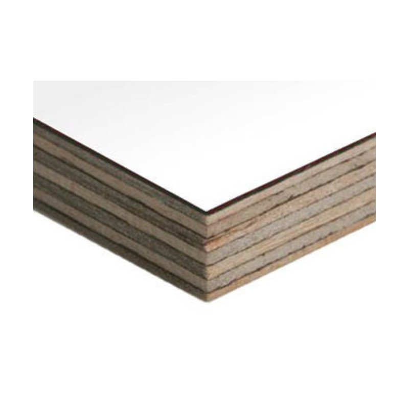 Berken multiplex dubbelzijdig beplakt met HPL wit 244cm x 122cm einddikte +/- 16,8mm Berken multiplex dubbelzijdig beplakt met HPL wit 244cm x 122cm einddikte +/- 16,8mm